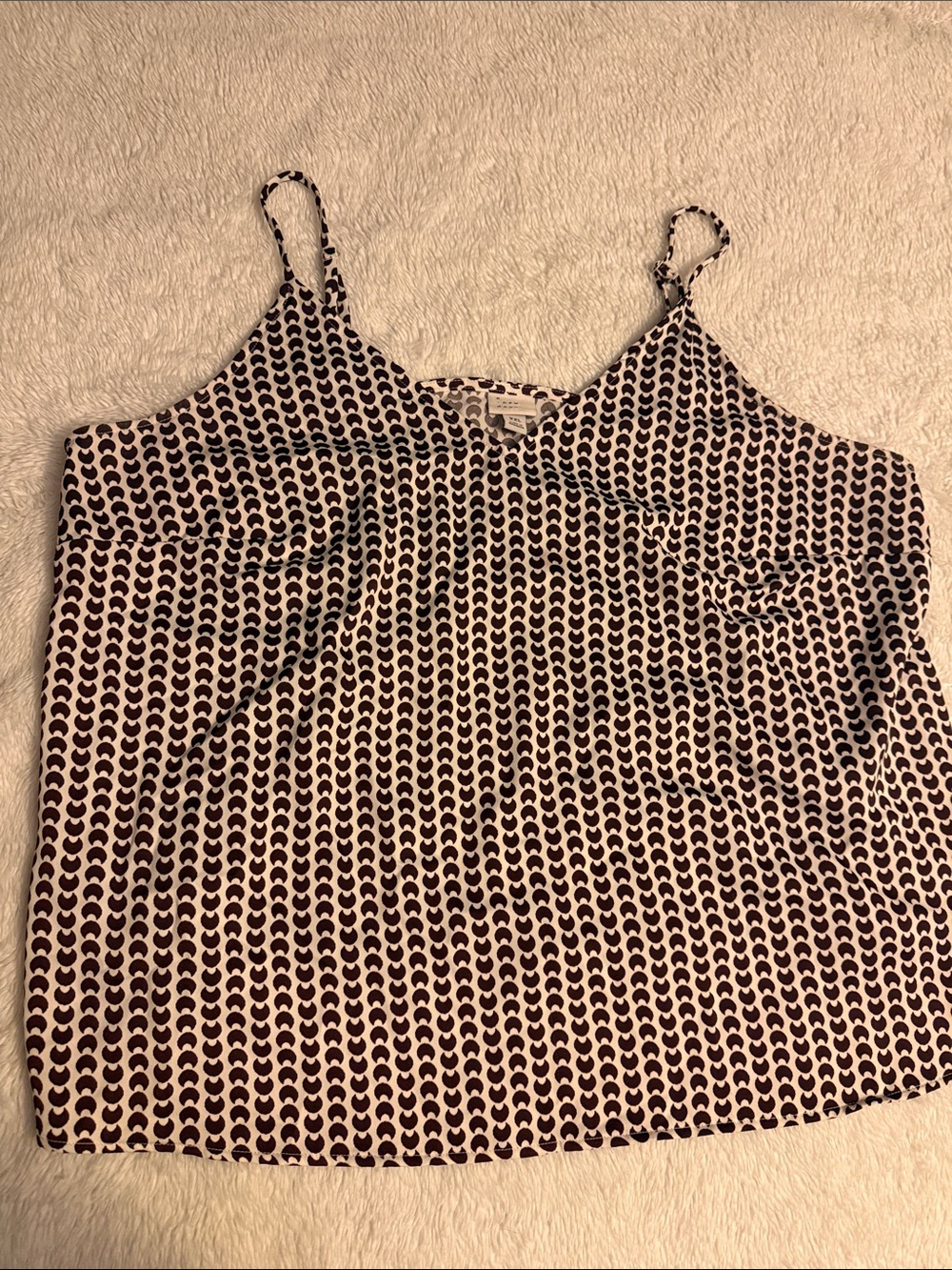 a new day White and Black Geometric Spaghetti Strap Cami